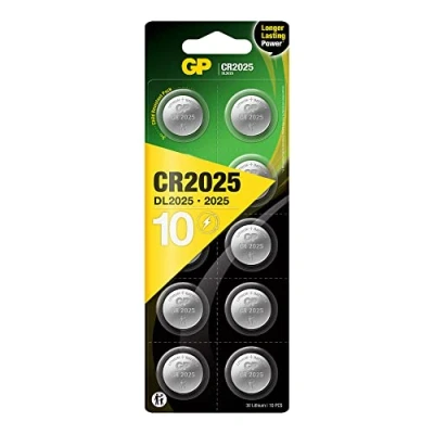 Image of GP CR2025 3V Lithium Coin Cell Batteries 10 Pack Flat Battery for Car Key/Key Fob Audi Mercedes Nissan DL2025 2025 also suitable scales/toys/heartrate monitor etc…
