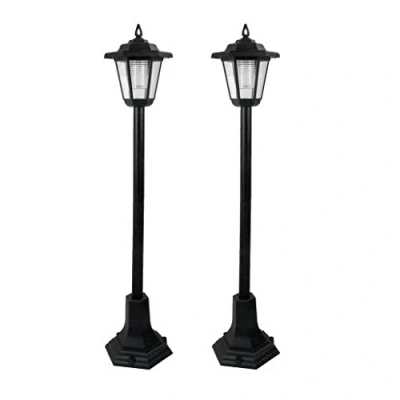 Image of Guaranteed4Less LED Garden Lights Lamp Post Solar Powered Lantern Patio Pathway Walkway Outdoor (2),Black