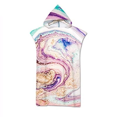 Image of Surwin Hooded Changing Robe Adult Surf Poncho Towel, Beach Towel Surfing Swimming Light Weight Compact Microfibre Wetsuit for Women and Men (70 * 110cm,Galaxy shine)
