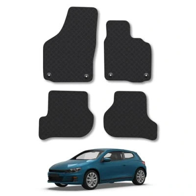 Image of 5mm Rubber Car Mats Compatible With VW Scirocco (2008 2017) Tailored Fit Floor Set Accessory Custom Anti Slip Backing Heavy Duty Waterproof Easy Clean Durable All Weather Full Coverage