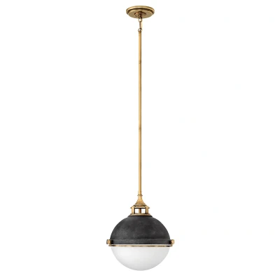 Image of Hinkley Fletcher 2 Light Pendant Aged Zinc with Heritage Brass