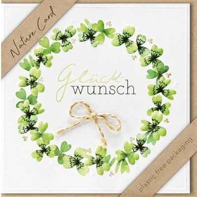 Image of bsb Congratulations Card Shamrock Wreath Nature Sustainable Birthday Cards Greeting with Envelope Women &amp; Men 15.5 x cm