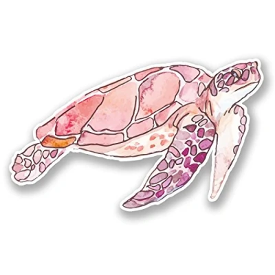 Image of 2 x 10cm Pink Turtle Vinyl Sticker Decal Laptop Car Bike Tortoise Pretty #6090 (10cm Wide 6cm Tall)