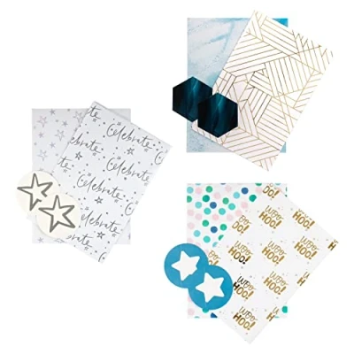 Image of Hallmark Multi Occasion Gift Wrap And Tag Bundle 6 Paper Sheets Tags In Contemporary Designs