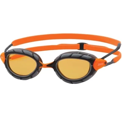 Image of Zoggs Predator Polarized flex Goggles, UV Protection Swim Quick Adjust Goggle Straps, Fog Free Adult Lenses, Goggle, Ultra Fit,Grey/Orange/Polarized Copper Smaller Fit