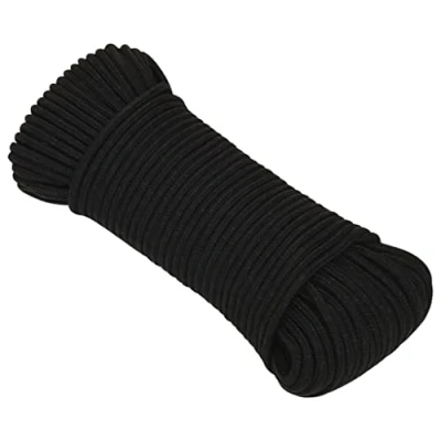 Image of vidaXL Polyester Work Rope, Black, 3 mm Diameter, 50 m Length, Durable Braided Cord for General Indoor &amp; Outdoor Use