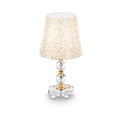 Image of Queen 1 Light Small Table Lamp Gold with Glass Decoration, E27