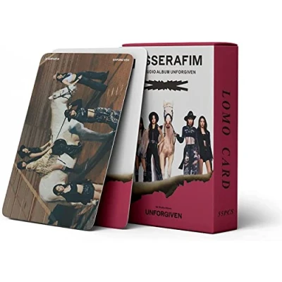 Image of GUNBAK Kpop Le SSERAFIM Lomo Photocard Cards 55 Pieces The Unforgiven New Album Postcards Gift for Fans (B)