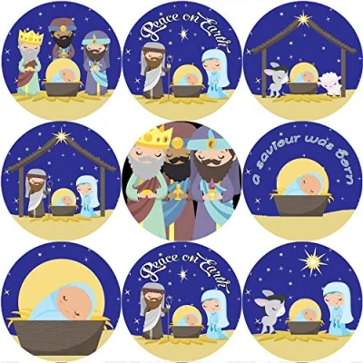 Image of 144 Christmas Nativity 30mm School Reward Stickers for Parents, Teachers