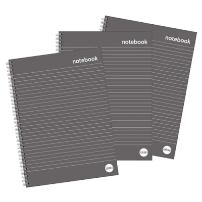 Image of RHINO Everyday A4 Hardback Wirebound Notebook, 8mm Lined 160 Pages 3 Pack
