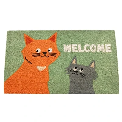 Image of Rex London Nine Lives Cat Print Non Slip Coir Doormat