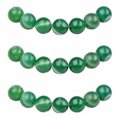 Image of MJDCB Natural Round Stone Beads 8mm Green Striped Agate Loose Gemstone for Jewelry Making Bracelet Necklace 43pcs