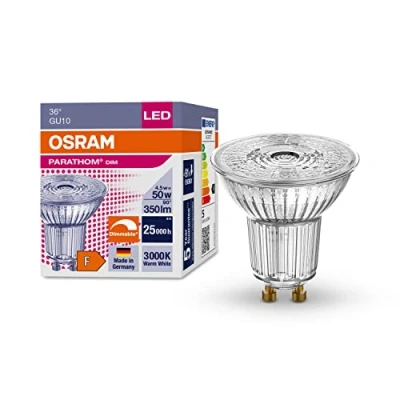 Image of Osram Lamps PAR16 Dimmable LED Reflector Bulbs with Retrofit Plug in Socket PARATHOM DIM 50 36 4.5 W / 3000 K GU10 Clear