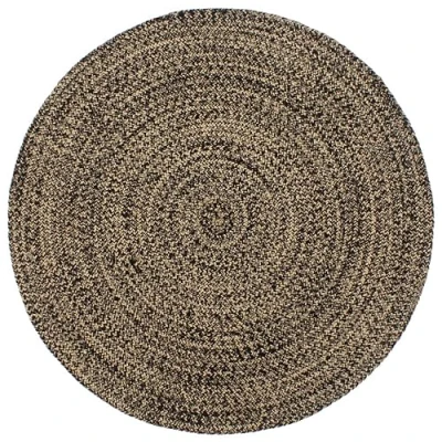 Image of vidaXL Handmade Round Jute Rug Braided and Cotton, Rustic Style Area Rug, Black Brown, Diameter 210 cm, Perfect for Living Room, Bedroom, Foyer