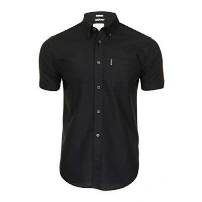 Image of Ben Sherman Mens Short Sleeve Button Down Oxford Shirt 65095 Black