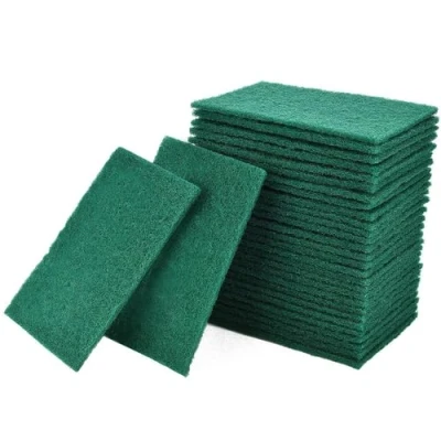 Image of Hampine Pack of 10 Cleaning Scourer Pads for Kitchen, Households, Dishes &amp; Bathroom, Non Scratch Dish Pads, Green Scrubber Sponge