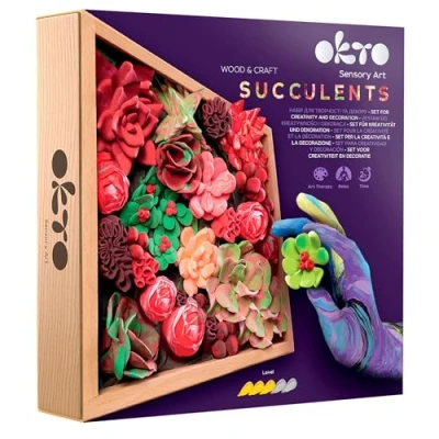 Image of Okto Art Kit Passion Succulents Set 3D for Home Wall Decor Craft Kits Adults UK and Teenagers Box with Modeling Clay Hobby Succulent DIY Gift
