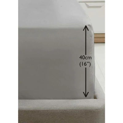 Image of Rapport Home Luxury Super Soft Percale Plain 16&#039; Deep Fitted Sheet Single Grey