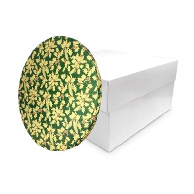 Image of LARRYROO White Cake Box &amp; Festive Christmas Round Drum Board Combo (Green, 12 Inch)