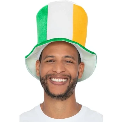 Image of Smiffys Deluxe St Patricks Day Top Hat, Patricks&#039; Fancy Dress, Adult Dress Up Hats