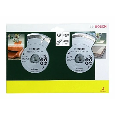 Image of Bosch 2 x 115mm Diamond Discs (1 Tile, 1 Construction Material)