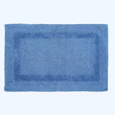 Image of HOMESCAPES Bath Mat, Luxury 1600gsm Extra Soft 100% Cotton, Reversible Bathroom Mats Non Slip, Washable, Super Absorbent, Quick Dry, Cobalt Blue Rug, 50 x 80 cm