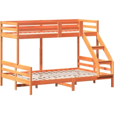 Image of vidaXL Bunk Bed without Mattress 80x200/140x200 cm Wax Brown Solid Wood