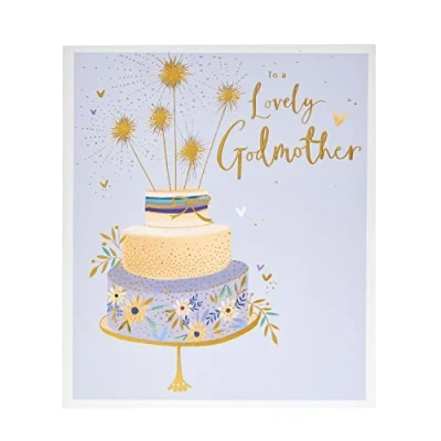 Image of Birthday Card For Godmother With Envelope Lovely Design Cake Sparklers