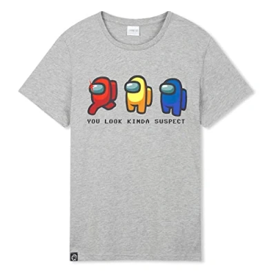 Image of Among Us Boys&#039; T Shirts Kids Gaming Gifts (15 Years, Grey)