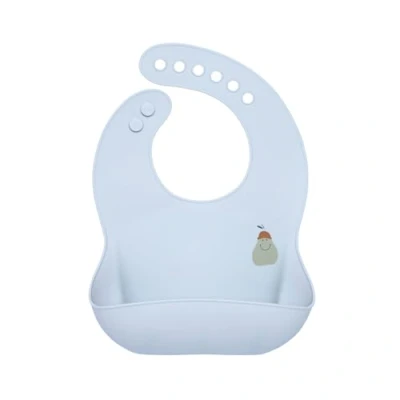 Image of LÄSSIG Happy Fruits Pear Baby Silicone Bib with Crumb Tray Dishwasher Safe