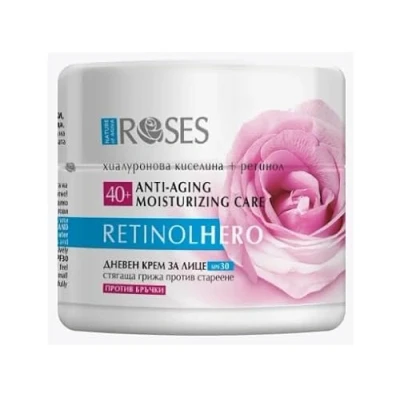 Image of New Roses Retinol Hero Anti Ageing Face and Neck Cream SPF30 with Retinol, Hyaluronic Acid Rose Water 40+