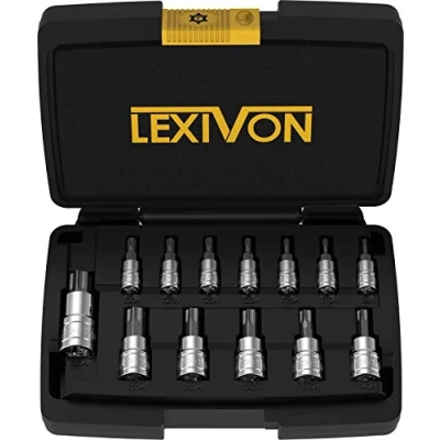 Image of LEXIVON Tamper Proof Torx Bit Socket Set, Premium S2 Alloy Steel 13 Piece Security Star T8 T60 Set Enhanced Storage Case (LX 146)