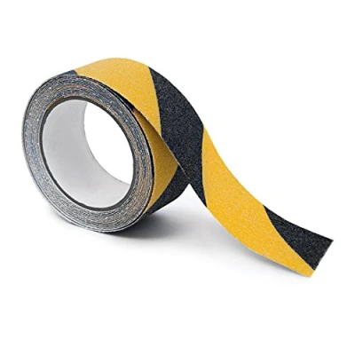Image of Relaxdays 5 m Grip Tape Anti Non Slip Steps Traction For Indoor And Outdoor Use, 50 mm, Black Yellow, Synthetic Fiber, 500 x cm