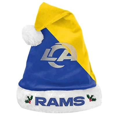 Image of Forever Collectibles Foco NFL Los Angeles Rams 2020 Basic Santa Claus Hat Christmas