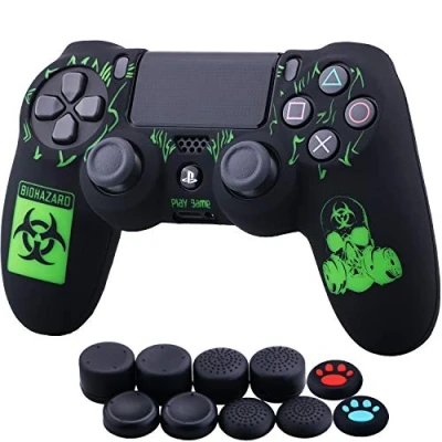 Image of YoRHa Laser Carving Silicone Cover Skin Case for Sony PS4/slim/Pro Dualshock 4 Controller x 1(BH) with Thumb Grips 10