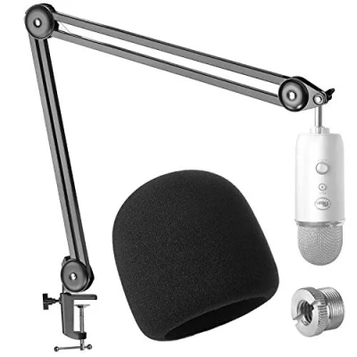 Image of Blue Yeti Boom Arm Mic Stand with Pop Filter Professional Studio for Microphone Foam Windscreen by YOUSHARES