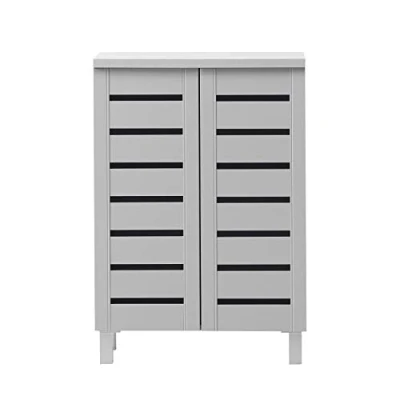 Image of Timber Art Design UK Shoe Storage Cabinet Organiser,Shelving for Space Saving, Shelves, Cupboard Hallway Bedroom (33 x 60 87.2 cm, Dark Grey)