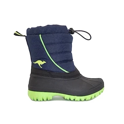 Image of Kangaroos KBEN Winter boots for kids, Size: 1.5, Dark navy/lime Synthetics/textile