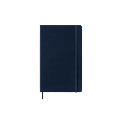 Image of Moleskine Classic Ruled Paper Notebook, Hard Cover and Elastic Closure Journal, Color Sapphire Blue, Size Large 13 x 21 cm, 240 Pages