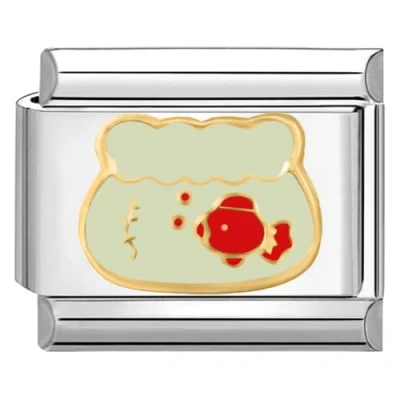 Image of Quiges 9mm Italian Style Charm Link Module Stainless Steel Fish Bowl for Bracelets