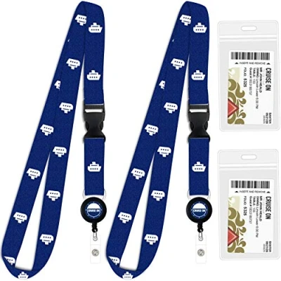 Image of Cruise Lanyard ID Holder Ship Card Lanyards &amp; Accessories by On fits Carnival, Royal Caribbean, Disney All Cruises Ships Key Cards with Retractable Badge Reel Waterproof Pouch [2 Pack]