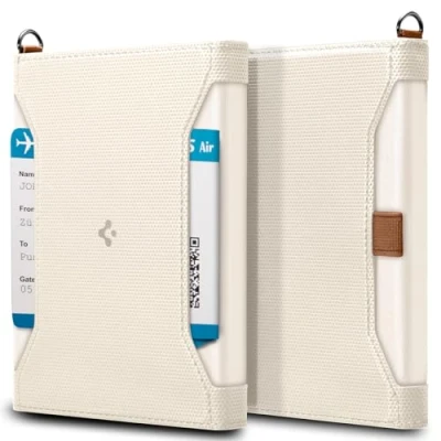 Image of Spigen Passport Card Cover Holder Wallet Travel Documents Organizer Protector Accessories with RFID Blocking Technology SIM Pin Included Dune Beige