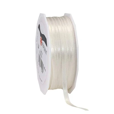 Image of Präsent Satin Ribbon Ivory 6 mm Width, 50 m Length