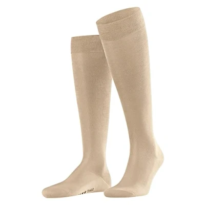 Image of FALKE Men&#039;s Tiago M KH Fil D&#039;Écosse Cotton Long Plain 1 Pair Knee High Socks, Beige (Country 4380) new eco friendly, 5.5 6.5