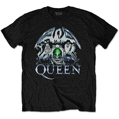 Image of Paradiso Clothing Queen Metal Classic Crest Print Tshirt, Women&#039;s, Size: XL, Black