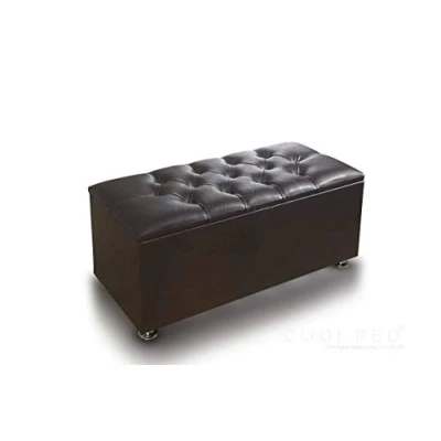 Image of OTTOMAN STORAGE BOXES WITH FAUX LEATHER TOY BOX BLANKET LIDS (BROWN)