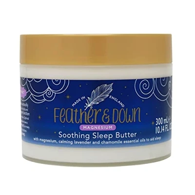 Image of Feather &amp; Down Magnesium Soothing Sleep Butter (300ml) With Magnesium, Calming Lavender Chamomile Essential Oils To Aid Sleep. Vegan Friendly Cruelty Free.