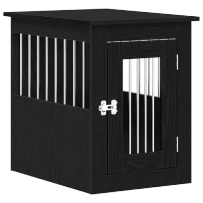 Image of vidaXL Dog Crate Furniture Black Oak 62x45x59 cm Engineered Wood