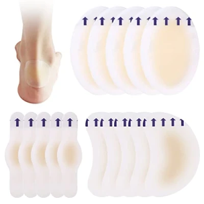 Image of 15 Pieces Blister Plasters Invisible Hydrocolloid Gel Bandages Cushion Pad Waterproof Prevention Seal Band Aid for Feet Heel Toe and Guard Skin