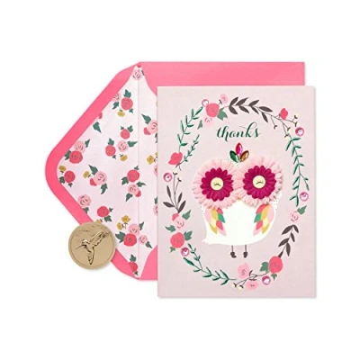 Image of Papyrus Thank You Cards with Envelopes, Lovely Owl (8 Count)